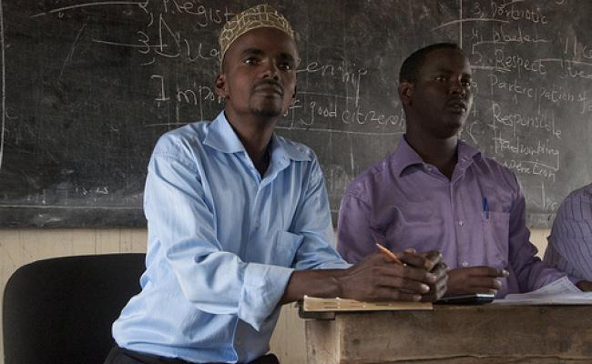 Mukhtar Osman, head teacher at Undugu Primary School in Hagadera refugee camp
