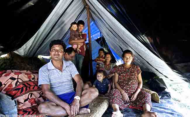 Family provided with emergency shelter from the Red Cross