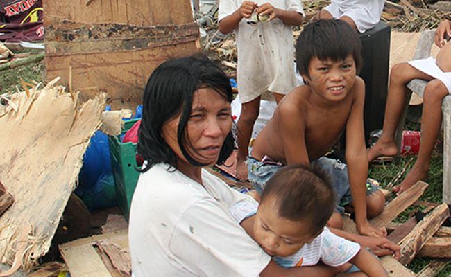 A family of survivors from the Philippines typhoon
