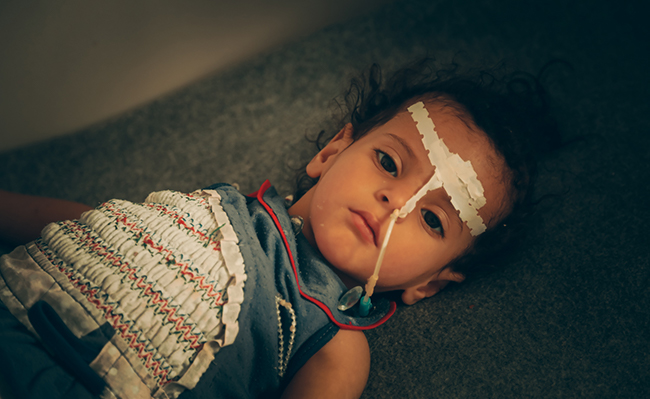 Rahaf Ibrahim, three year old, has been treated for cholera. Photo credit: Islamic Relief