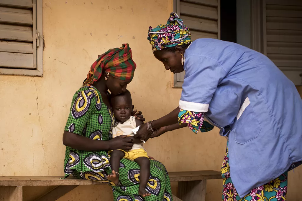 A baby is checked for malnutrition in Mali