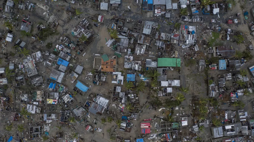 A view from above of a neighbourhood destroyed by Cyclone Idai