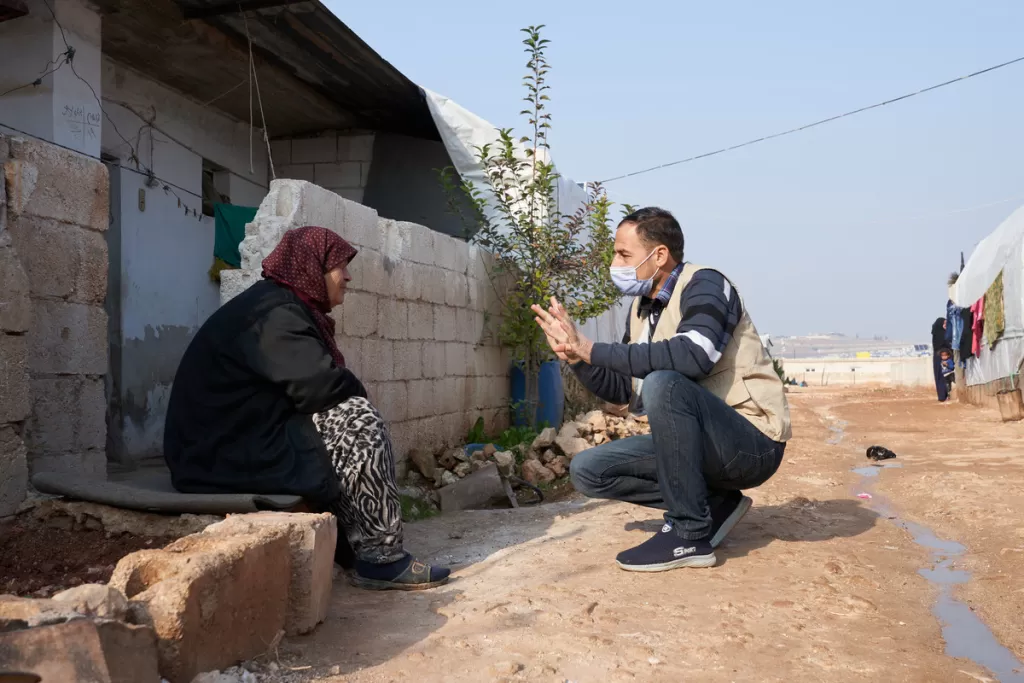 DEC funds are ensuring older people are provided with support and awareness of the dangers of Covid-19 in the widows' camp near Idlib