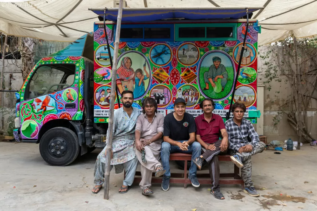 The Phool Patti Initiative artists with the painted truck
