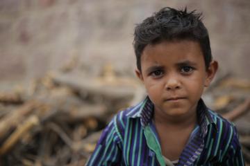 A Yemeni boy displaced by the war