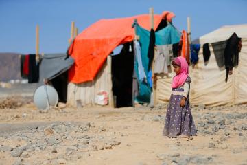 A displaced child in Yemen