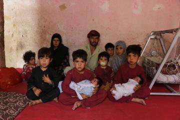 Ali Hassan with his wife and children