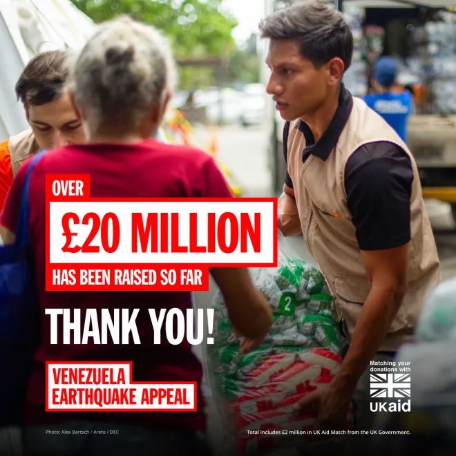 Venezuela £20m raised annoucement graphic 