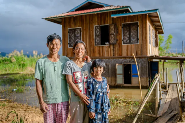 Daw Mu Mu was able to repair her home with DEC funds. Photo: Phyo Maung Maung/Arete/DEC