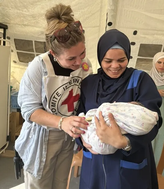 Baby Asia is delivered safely at a DEC-funded hospital in Gaza. Photo: Sarah Davies/ICRC/British Red Cross