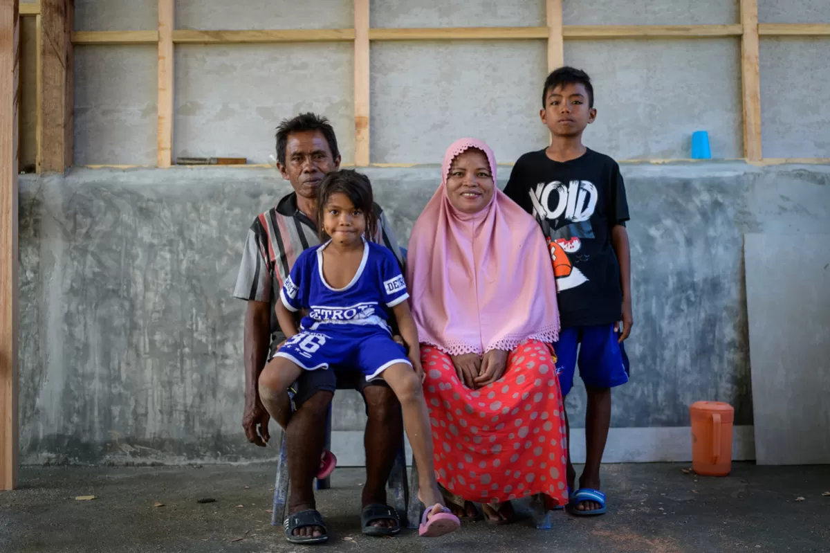 A family whose home is being rebuilt 