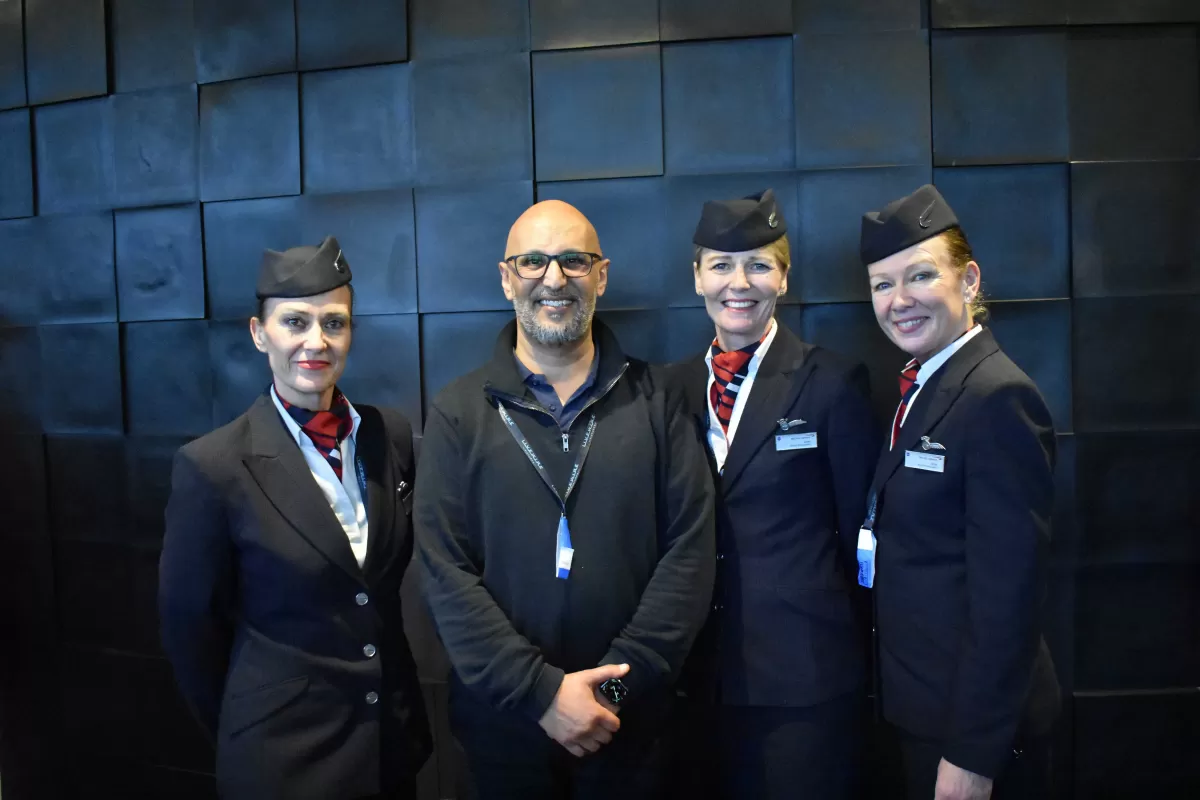 British Airways cabin crew with DEC Cheif Executive Saleh Saeed